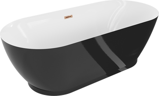 Mexen Roxy freistehende Badewanne 180 x 85 cm, weiß/schwarz, Abfluss rosegold - 51201808575-60
