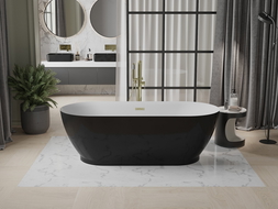 Mexen Roxy freistehende Badewanne 180 x 85 cm, weiß/schwarz, goldene Überlauf - 51201808575-50