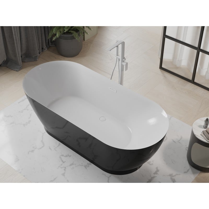 Mexen Roxy freestanding bath 180 x 85 cm, white/black, white overflow - 51201808575-20