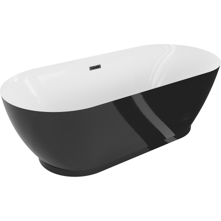 Mexen Roxy baignoire autoportante 180 x 85 cm, blanche/noire, trop-plein noir - 51201808575-70