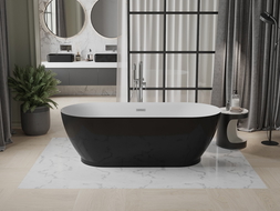 Mexen Roxy Badewanne freistehend 180 x 85 cm, weiß/schwarz, Überlauf chrom - 51201808575-01