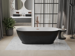 Mexen Roxy freistehende Badewanne 180 x 85 cm, weiß/schwarz, geb brushed brass overflow - 51201808575-65