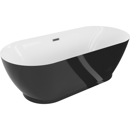 Mexen Roxy baignoire autoportante 180 x 85 cm, blanche/noire, trop-plein gun gray brossé - 51201808575-66