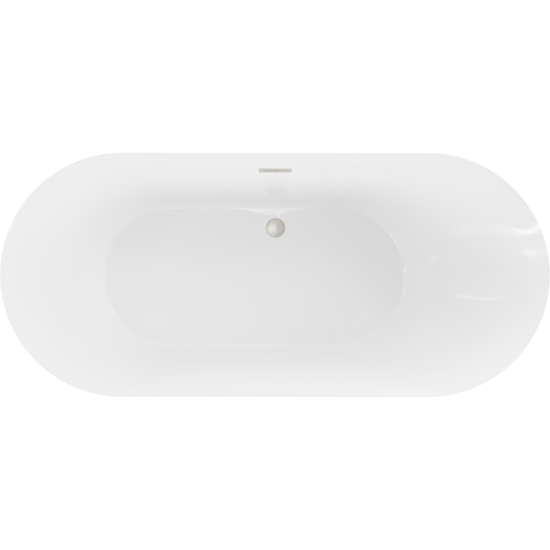 Mexen Roxy vasca da bagno autoportante 180 x 85 cm, bianca/nera, troppopieno nichel spazzolato - 51201808575-97