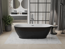 Mexen Roxy freistehende Badewanne 180 x 85 cm, weiß/schwarz, brushed gun gray - 51201808575-66