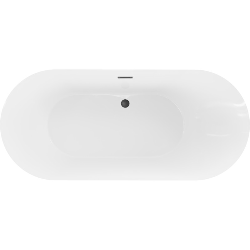 Mexen Roxy eraldiseisev vann 180 x 85 cm, valge/must, must ülevool - 51201808575-70