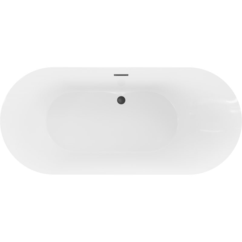 Mexen Roxy freestanding bathtub 180 x 85 cm, white/black, black overflow - 51201808575-70