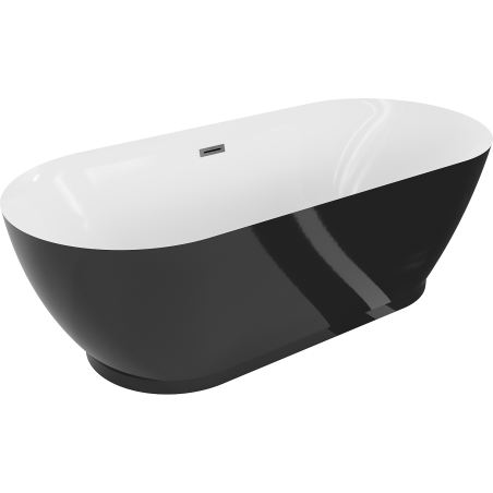 Mexen Roxy samostoječa kad 180 x 85 cm, bela/črna, preliva gun metal - 51201808575-95