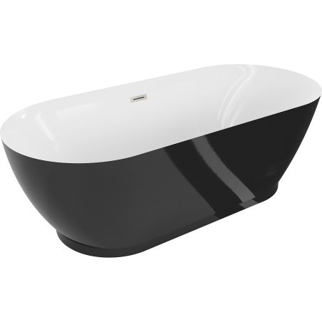 Mexen Roxy freestanding bathtub 180 x 85 cm, white/black, brushed nickel overflow - 51201808575-97