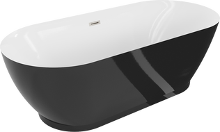 Mexen Roxy bañera exenta 180 x 85 cm, blanca/negra, rebosadero níquel cepillado - 51201808575-97