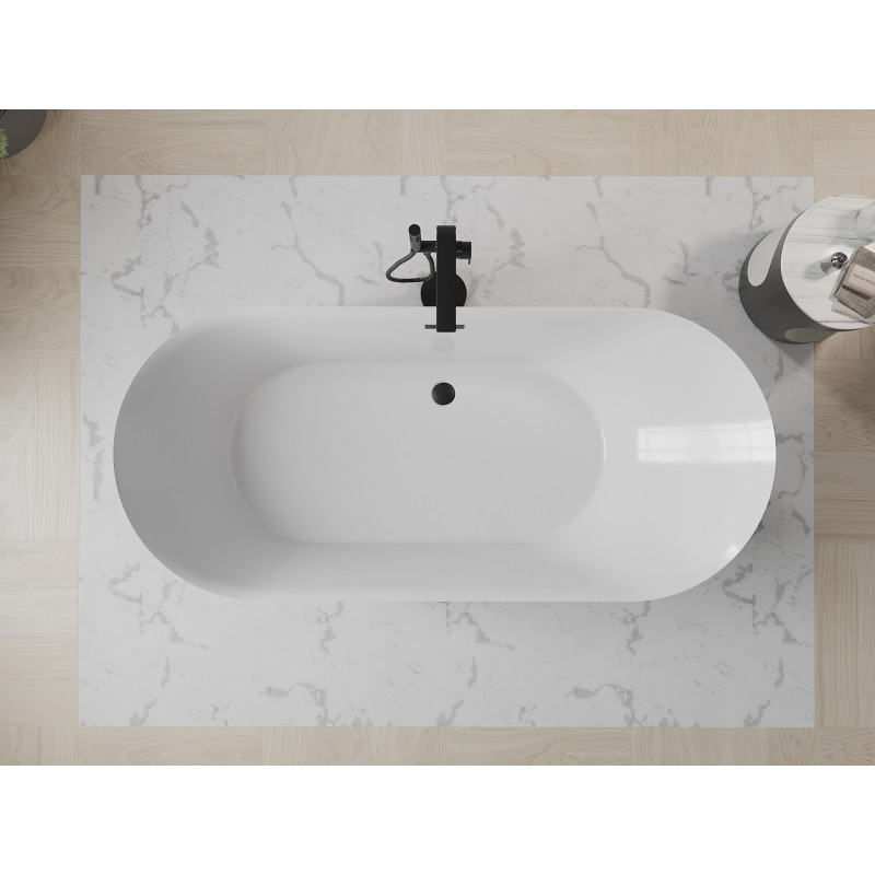 Mexen Roxy eraldiseisev vann 180 x 85 cm, valge/must, must ülevool - 51201808575-70