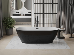 Mexen Roxy freistehende Badewanne 180 x 85 cm, weiß/schwarz, schwarzer Überlauf - 51201808575-70
