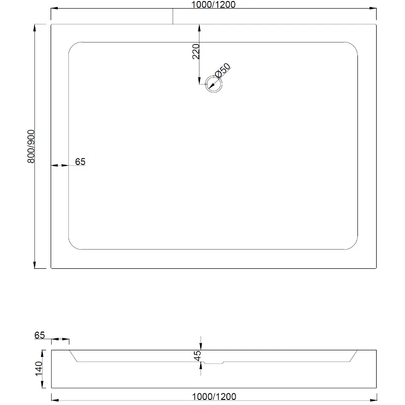 Mexen Rio rechteckige Duschwanne 100 x 80 cm, weiß - 45108010