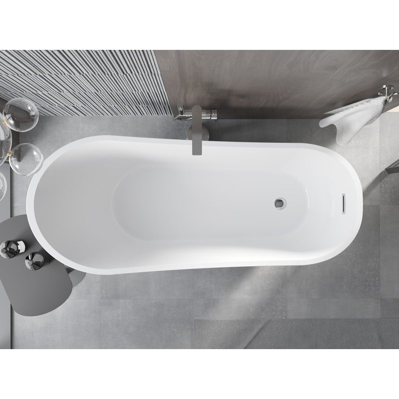 Mexen Alta freestanding bath 170 x 75 cm, white, chrome overflow - 52141707500-01