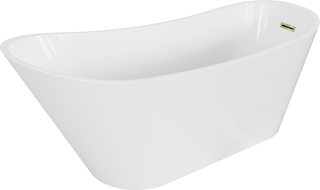 Mexen Alta vrijstaande badkuip 170 x 75 cm, wit, gouden overloop - 52141707500-50