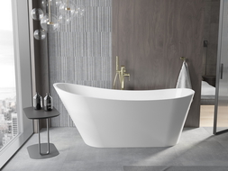 Mexen Alta freistehende Badewanne 170 x 75 cm, weiß, mit Überlauf in Gold - 52141707500-50