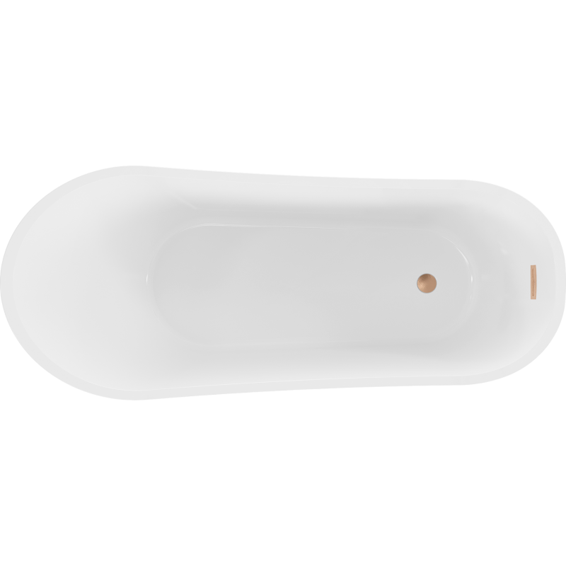 Mexen Alta fristående badkar 170 x 75 cm, vit, borstad kopparöverfyllnad - 52141707500-65