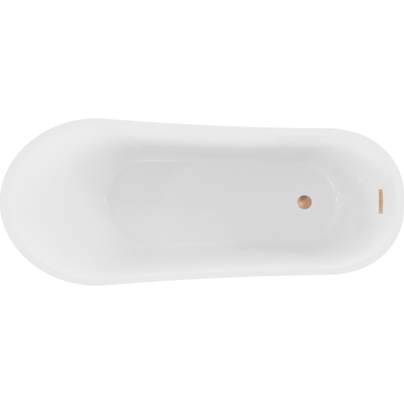 Mexen Alta vasca da bagno autoportante 170 x 75 cm, bianca, troppopieno rame spazzolato - 52141707500-65