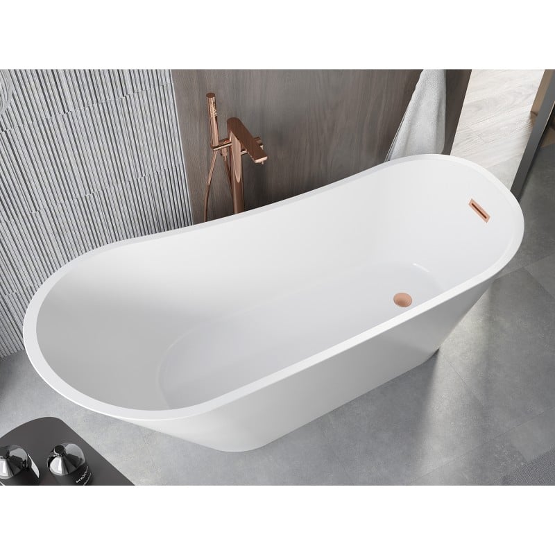 Mexen Alta freestanding bath 170 x 75 cm, white, brushed copper overflow - 52141707500-65