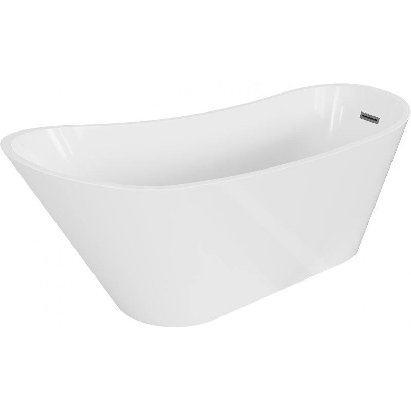 Mexen Alta freistehende Badewanne 170 x 75 cm, weiß, Überlauf gun gray gebürstet - 52141707500-66