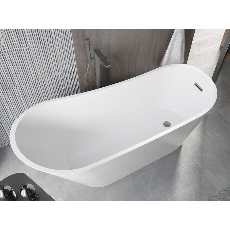 Mexen Alta baignoire autoportante 170 x 75 cm, blanche, trop plein gun metal - 52141707500-95