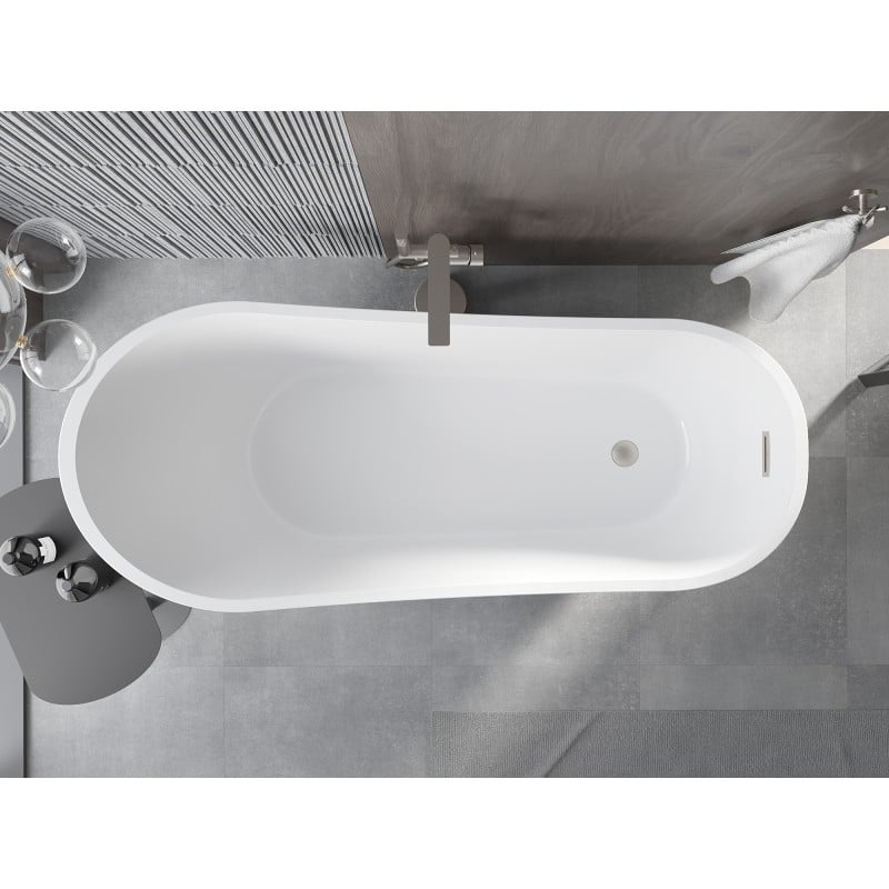 Mexen Alta freestanding bath 170 x 75 cm, white, brushed nickel overflow - 52141707500-97