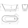 Mexen Alta freistehende Badewanne 170 x 75 cm, weiß, mit weißem Überlauf - 52141707500-20