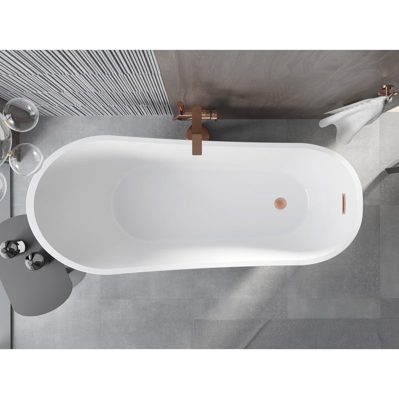 Mexen Alta freestanding bath 170 x 75 cm, white, brushed copper overflow - 52141707500-65