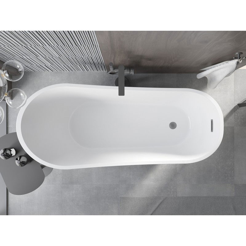 Mexen Alta vasca da bagno indipendente 170 x 75 cm, bianca, troppo pieno gun metal - 52141707500-95