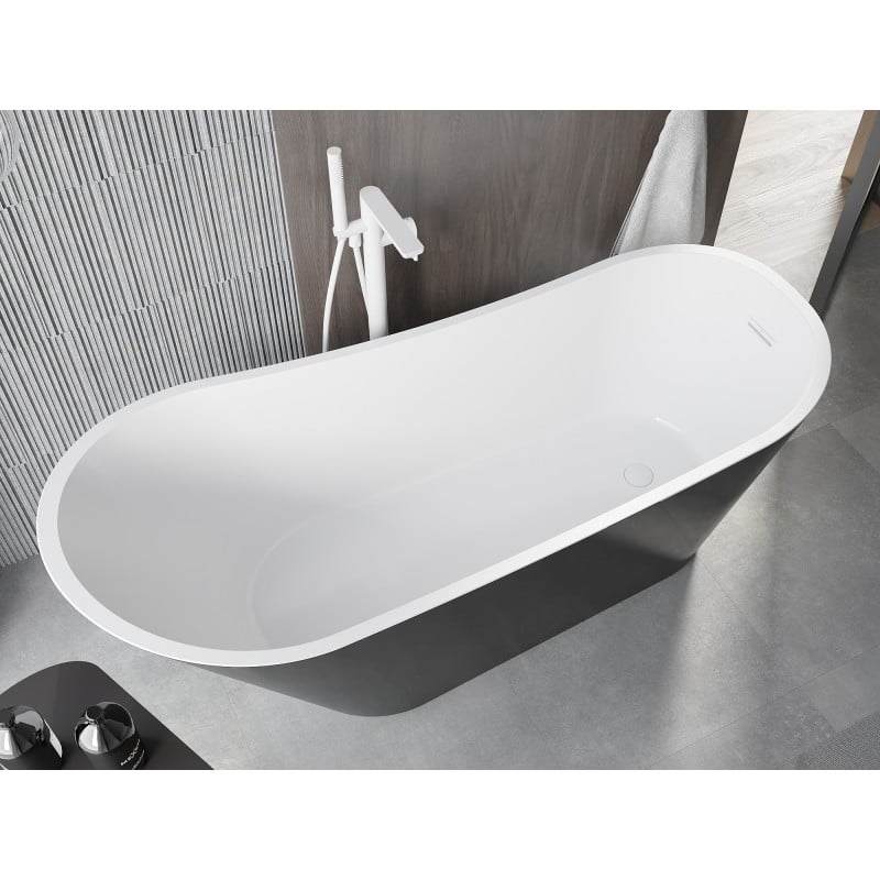 Mexen Alta bañera exenta 170 x 75 cm, blanca/negra, desagüe blanco - 52141707575-20