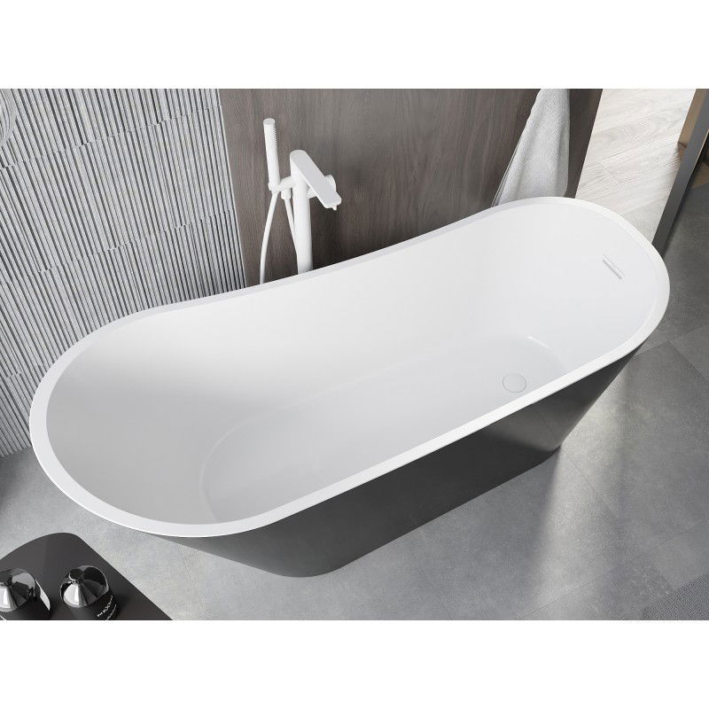 Mexen Alta freistehende Badewanne 170 x 75 cm, weiß/schwarz, Überlauf weiß - 52141707575-20