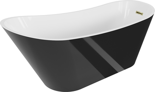 Mexen Alta freistehende Badewanne 170 x 75 cm, weiß/schwarz, Ablauf gold - 52141707575-50