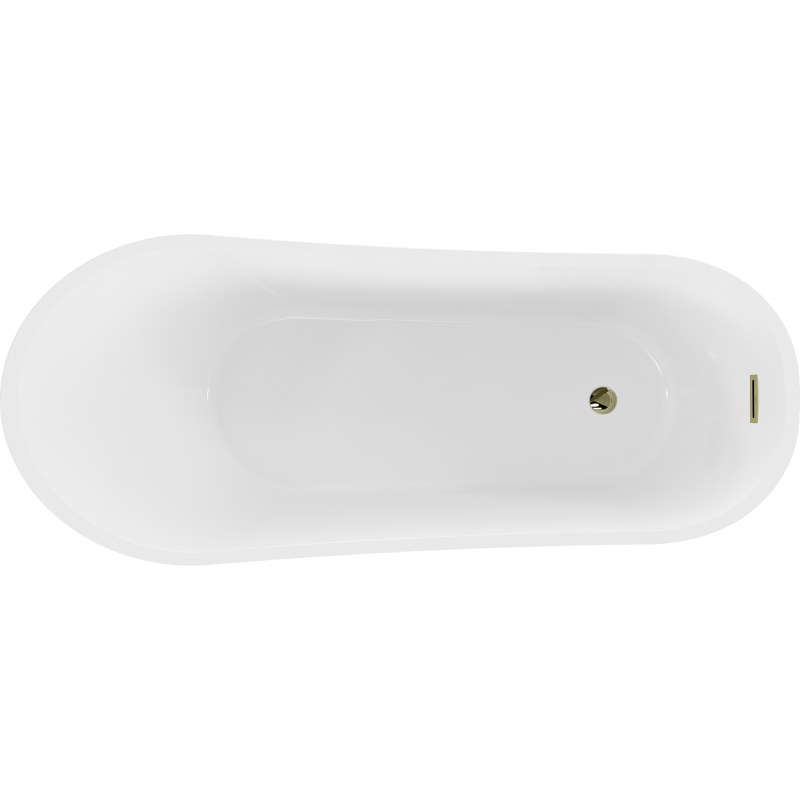 Mexen Alta bañera exenta 170 x 75 cm, blanca/negra, rebosadero dorado - 52141707575-50