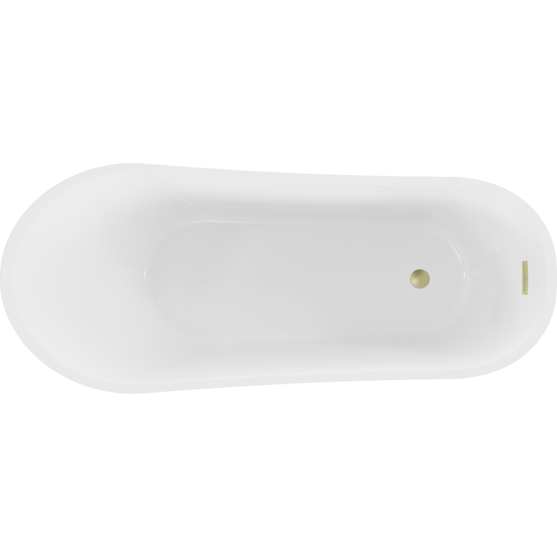 Mexen Alta bañera exenta 170 x 75 cm, blanca/negra, rebosadero dorado cepillado - 52141707575-55