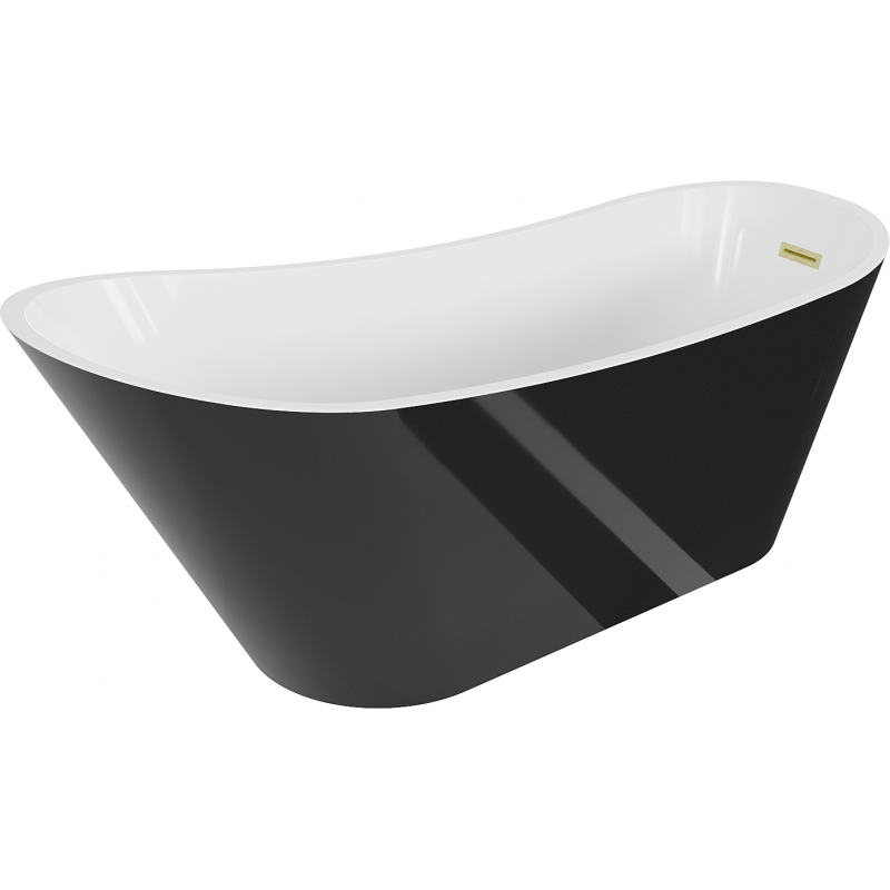 Mexen Alta freestanding bathtub 67 x 29.5 in, white/black, brushed gold overflow - 52141707575-55