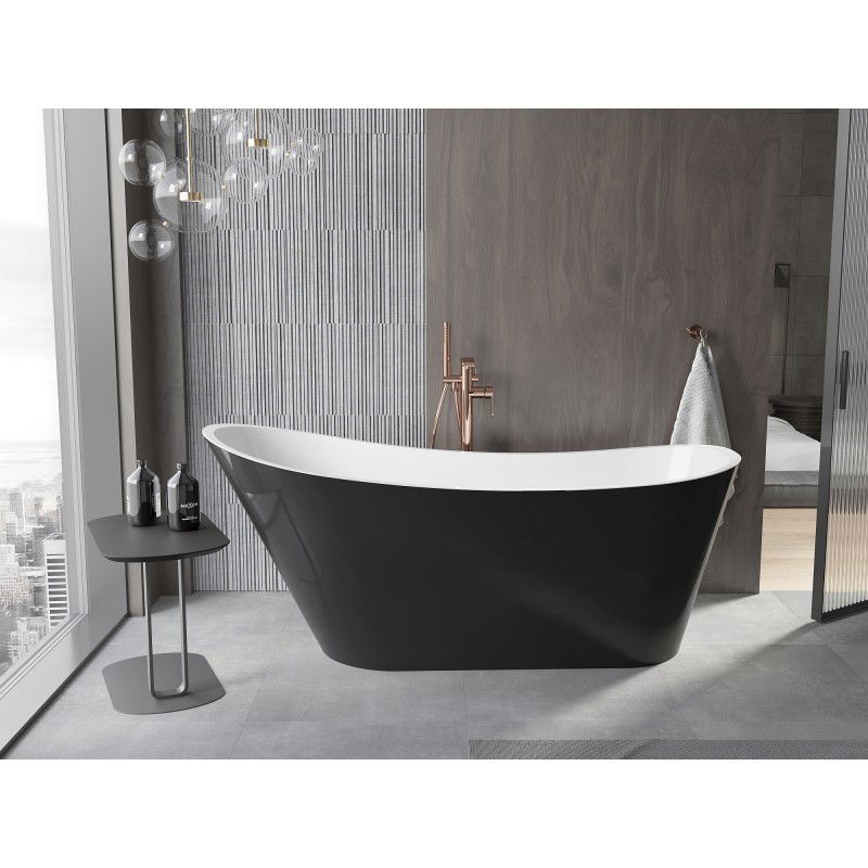 Mexen Alta freestanding bathtub 170 x 75 cm, white/black, brushed copper overflow - 52141707575-65