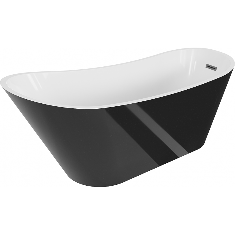 Mexen Alta freestanding bath 170 x 75 cm, white/black, brushed gun gray overflow - 52141707575-66