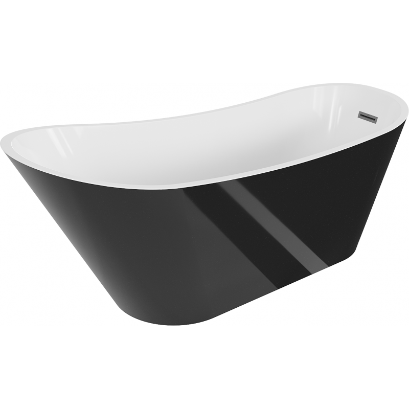 Mexen Alta freistehende Badewanne 170 x 75 cm, weiß/schwarz, abgerundete Gun Gray gebürstet - 52141707575-66