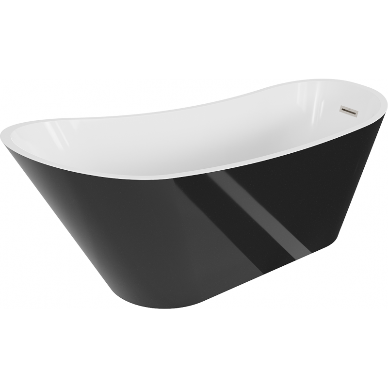 Mexen Alta baignoire autoportante 170 x 75 cm, blanc/noir, trop-plein nickel brossé - 52141707575-97