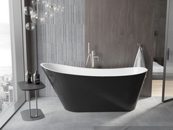 Mexen Alta freistehende Badewanne 170 x 75 cm, weiß/schwarz, Nickel gebürstet Überlauf - 52141707575-97