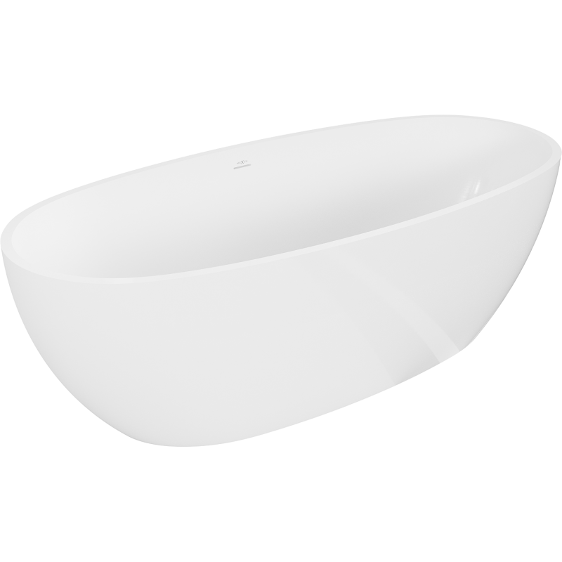 Mexen Torino freistehende Badewanne aus Konglomerat 155 x 78 cm, weiß glänzend - 57271557810