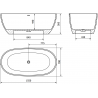 Mexen Torino freistehende Wanne aus Konglomerat 155 x 78 cm, Beton matt - 57271557861