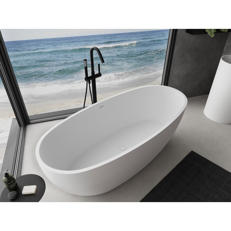 Mexen Torino vasca da bagno autoportante in conglomerato 175 x 78 cm, bianco opaco - 57271757800