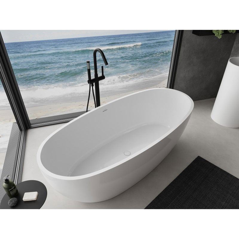 Mexen Torino ελεύθερη μπανιέρα από κονγκλομεράτο 175 x 78 cm, λευκή γυαλιστερή