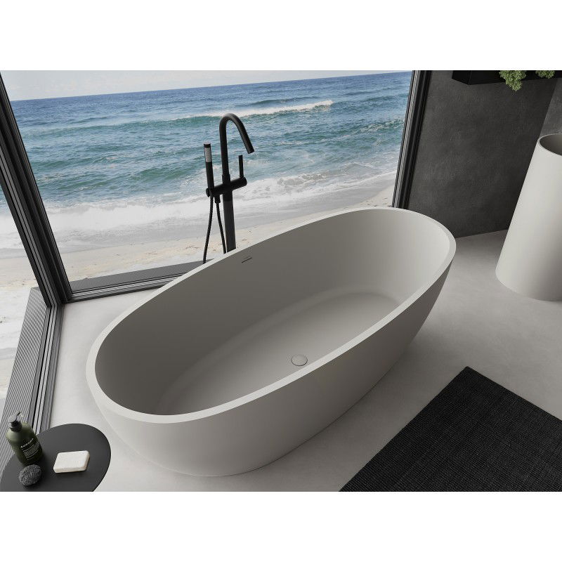 Mexen Torino vasca da bagno freestanding in conglomerato 175 x 78 cm, cemento opaco - 57271757861