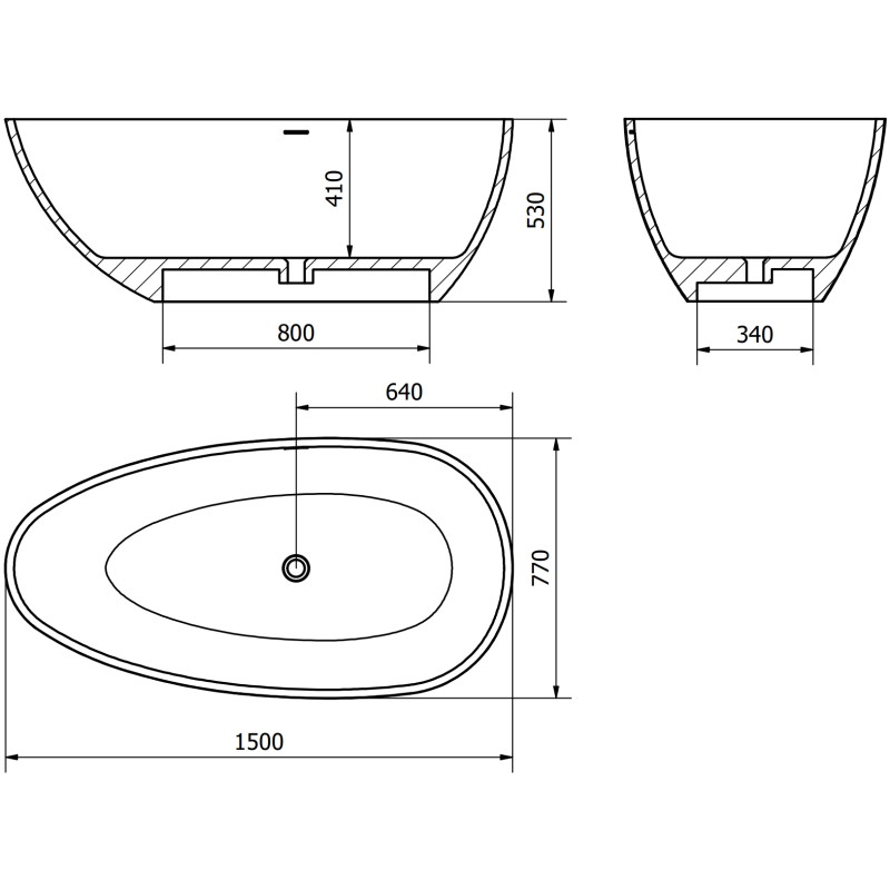 Mexen Imola wanna wolnostojąca z konglomeratu 150 x 77 cm, biała mat - 57281507600