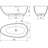 Mexen Imola freistehende Wanne aus Konglomerat 150 x 77 cm, mattweiß - 57281507600