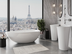 Mexen Imola freistehende Badewanne aus Konglomerat 160 x 81 cm, weiß glänzend - 57281608010