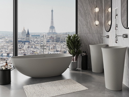Mexen Imola freestanding bathtub made of conglomerate 160 x 81 cm, matte concrete - 57281608061