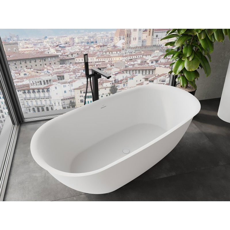 Mexen Siena freistehende Badewanne aus Konglomerat 170 x 80 cm, weiß matt - 57291708000